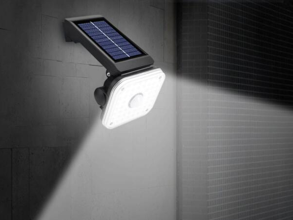 Lámpara de pared LED de potencia solar ABS para al aire libre con sensor de movimiento 